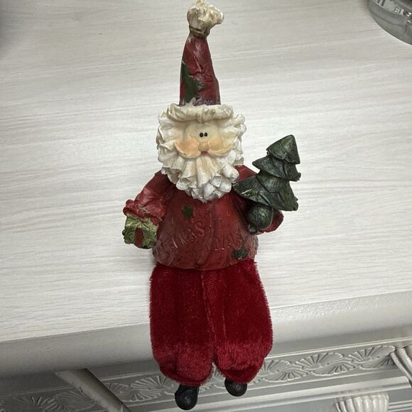 Vintage Rustic Resin Shelf Sitter Santa Claus Dangling Legs Décor Christmas - Picture 1 of 7